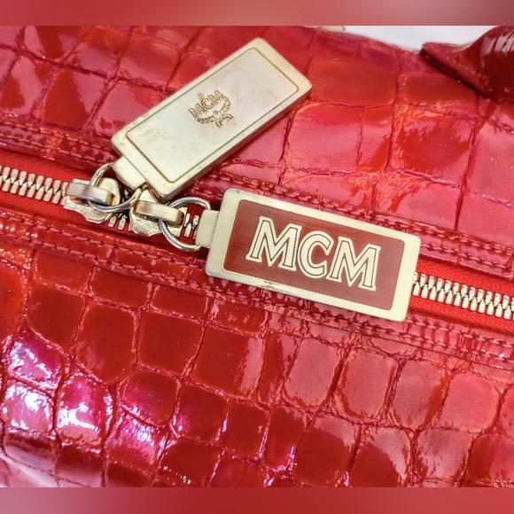 MCM Croco Embossed Top Handle Boston Bag - Picture 5 of 16